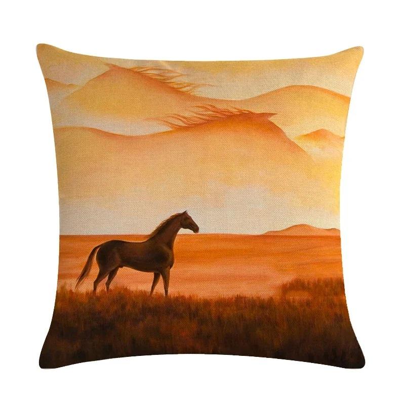 Horse Pattern Pillowcase Home Decoration Bedroom Room Office Seat Living Room Sofa Cushion Cover 40x40 45x45 50x50 60x60cm