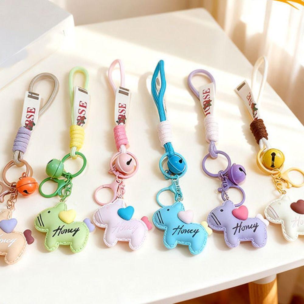 Candy Color Pony Resin Keychain Cute Design Horse Pendants Zodiac Pony Doll  Keychain Accessory