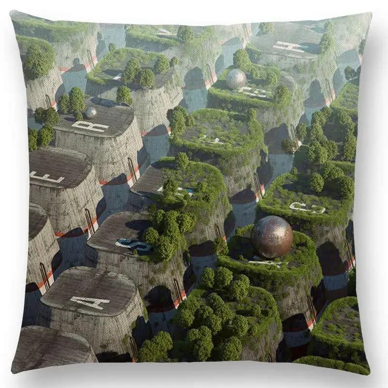 

Newest d Print Bright Colorful World Amazing Scenery Cushion Cover Suspension Gorgeous Spar Metal Sofa Throw Pillow Case 66x66cm