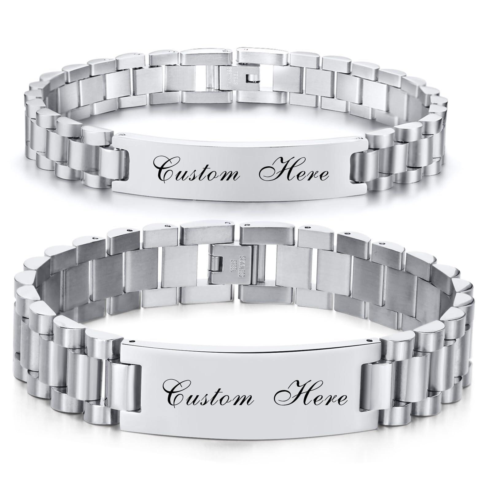 

Vnox Personalized Love Gift Bracelets for Couples,Custom Steel Women Men Matching Bracelet,Engrave Name Promise Gifts to Her/Him