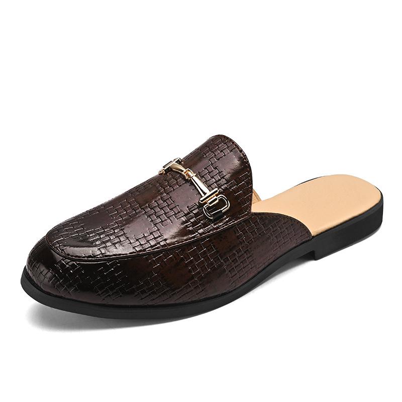 Men s Summer Outdoor Slip-on Leather Half-Slippers Sandals 42