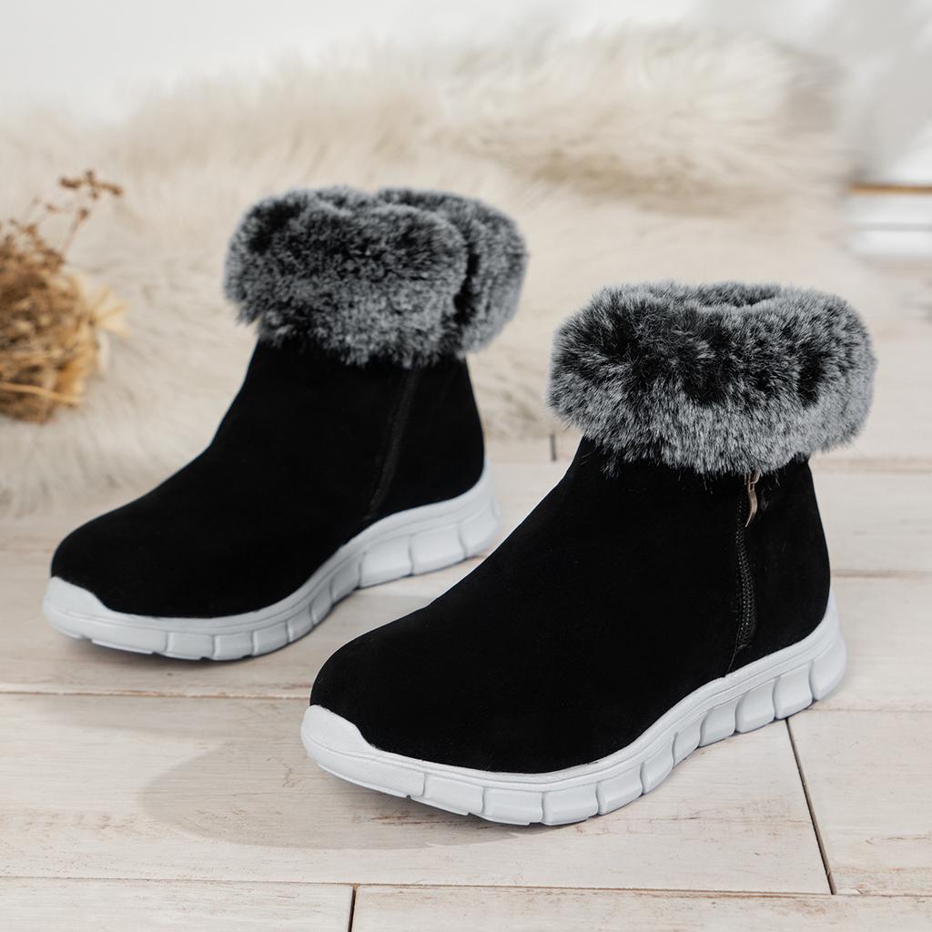 Women's Warm Snow Boots Autumn and Winter New Solid Color Short Boots Non-slip Flat Cotton Shoes