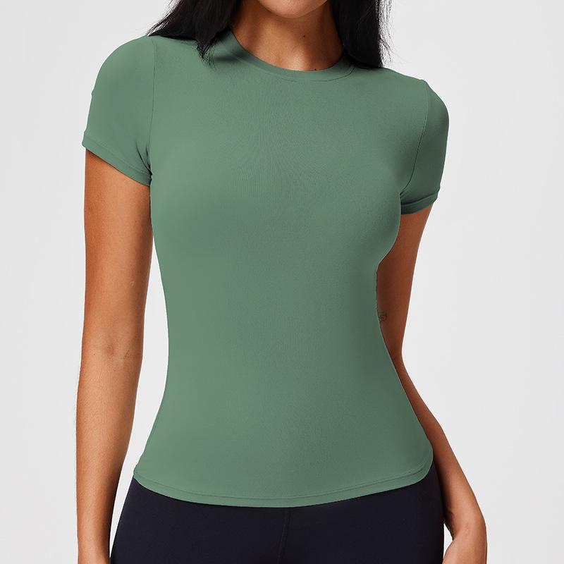Top da Yoga Cai Jue da Donna, Vestibilità Slim, Manica Corta