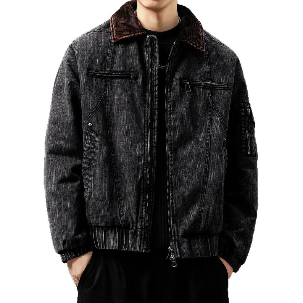 Luxury Men's Detroit Workwear 2025 Winter Duck Down Denim Jacket