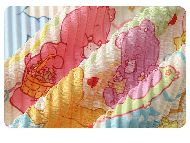 Pleated High-Waist Cartoon Print Summer Pants - Women's Loose Fit, Colorful Casual Style