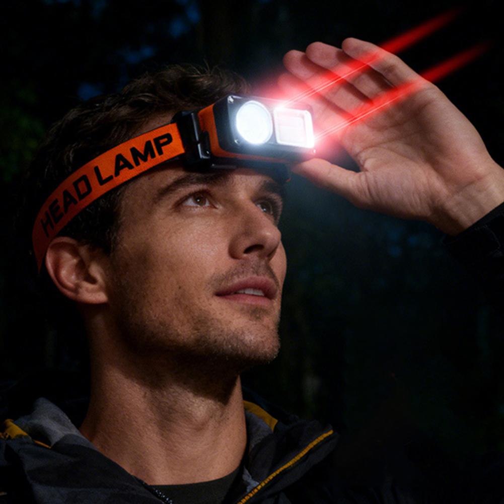 COB LED Headlamp Induction Head Lamp With Angle Adjustable 7 Modes Rechargeable Magnetic Sensor Head Light For Out F4N5