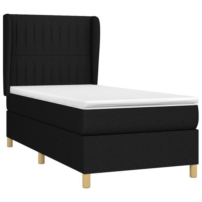 Maison Exclusive - Bed Slat Base with Mattress Black 90x200 Cm Fabric