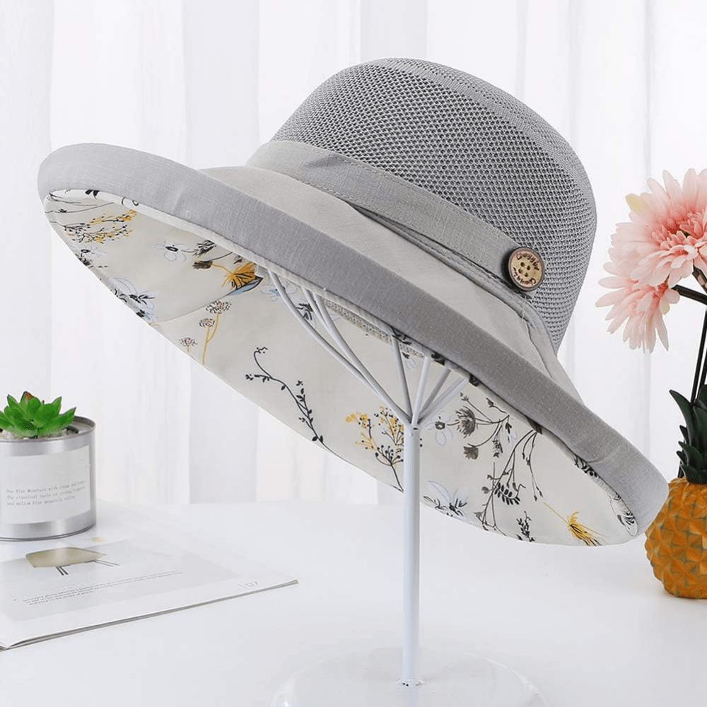Women Mesh Sun Hats Summer Beach Packable Wide Brim Chin Strap