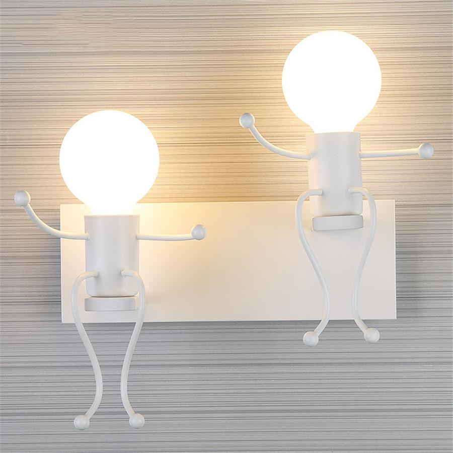 Thrisdar Creative Cartoon Robot LED Wall Lamp Seesaw Iron Sconce Wall Light for Kids Baby Bedroom Beside Corridor Wall Light