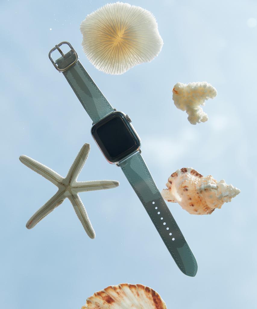 Adeo Apple Watch Galaxy Watch Recycled Vegan Leather Watch Strap Sky Blanc (A Type)