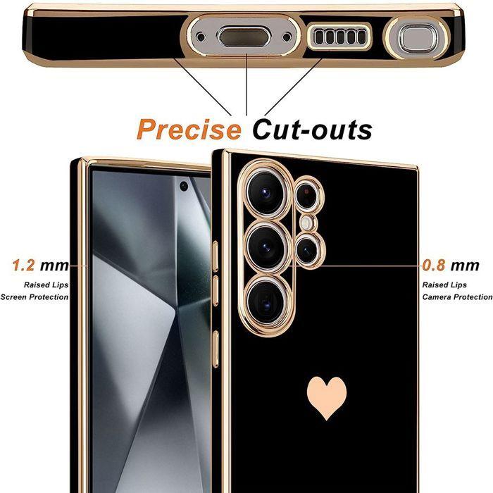 Coque Silicone - BOOLING - pour Samsung Galaxy S26 Ultra - Motif Cœur Antichoc Anti-Rayures - Noir