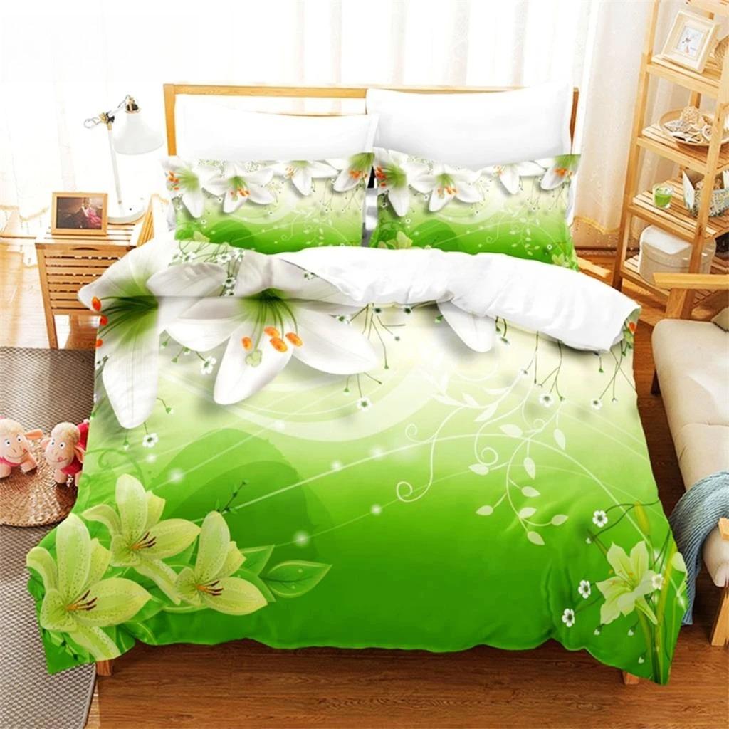 Pink Lotus Duvet Cover Set Stream Water Natural Jingguan Bedding Set Full 200x200 220x240cm For Women Kids Bedroom Decorations
