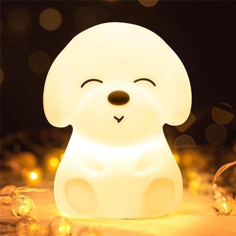 Silicone Cute Dog-shaped Led  Night  Light Touch-sensor Remote Control Timer Rechargeable 7 Colors