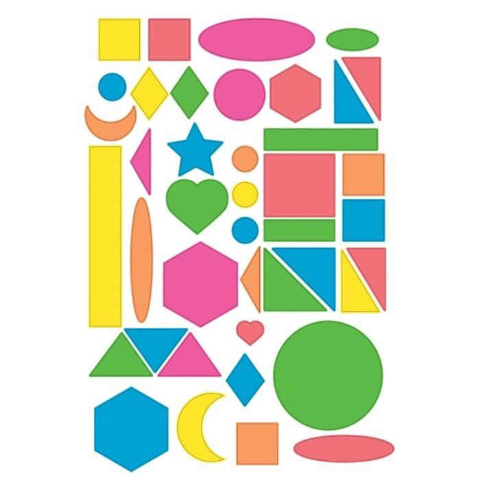 MégaCréa DIY - Gommettes géométriques fluo 1,5 à 11 cm x 82 pièces