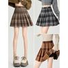 Plaid Wool Pleated Skirt for Curvy Women - High Waist A-line Short Skirt for Spring/Autumn