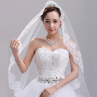 Eleganter einschichtiger weißer Ellbogenlänge Schleier mit Spitzenrand für Brautjungfern und Hochzeit 4,9 Fuß
