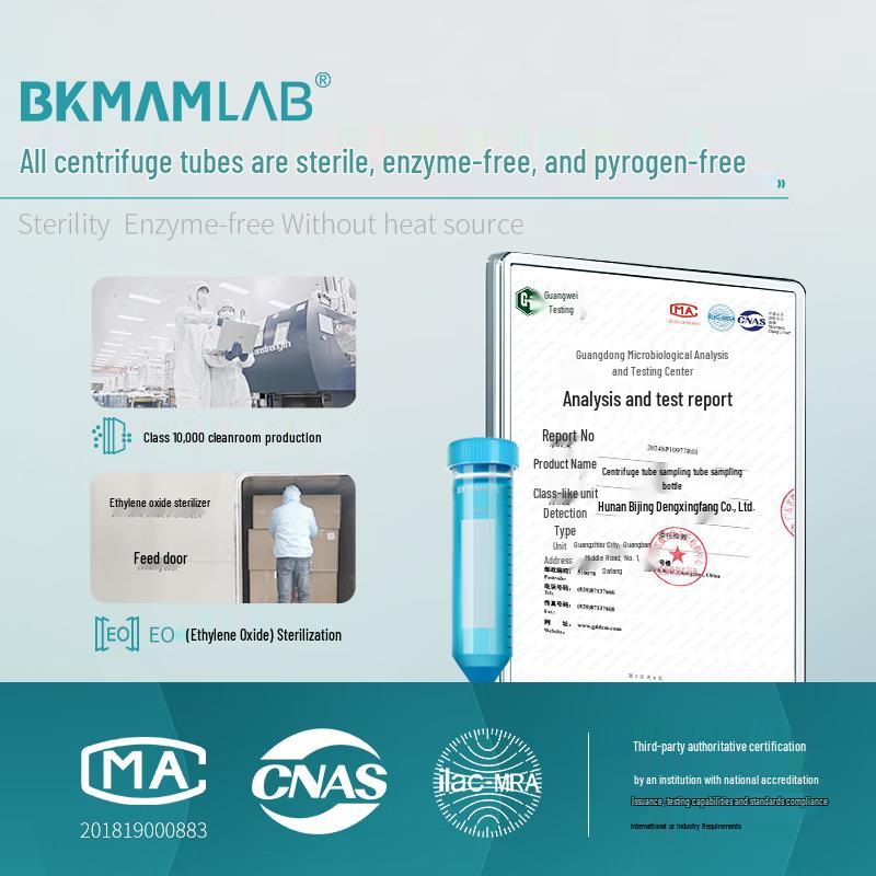 BKMAMLAB Sterile 10ml Flat Bottom Centrifuge Tube, 25 Pcs/Bag