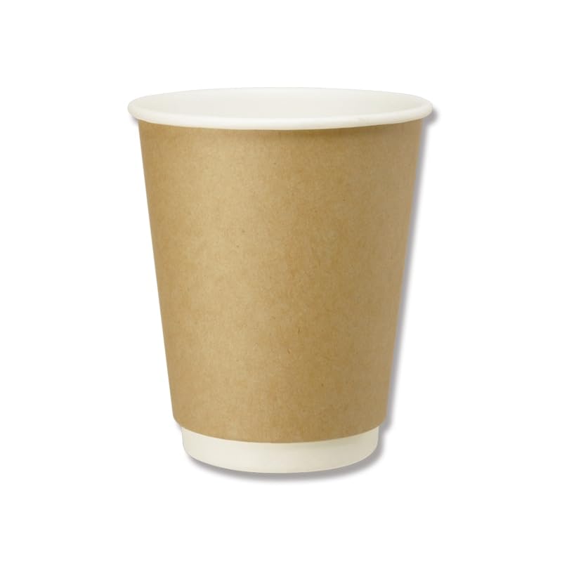Double-walled Insulated Paper Cups, 8 Oz (280 Ml), 80 Mm Diameter X 95 Mm Height X 52 Mm Base Diameter, Kraft Paper, 25-pack [Used]