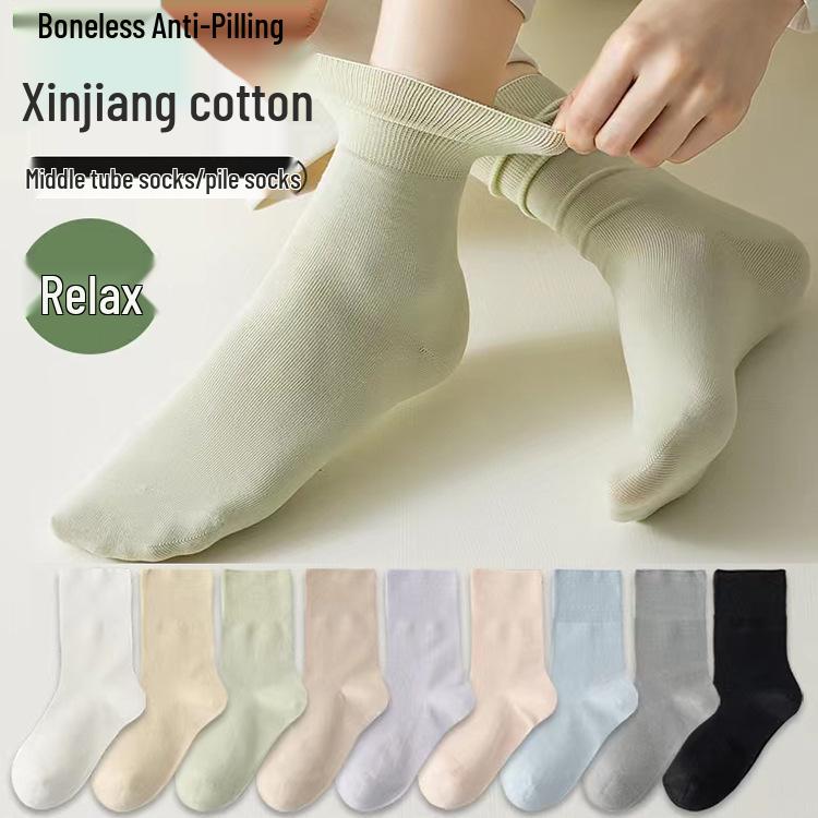 Spring/Summer Breathable Cotton Socks: Thin, Anti-Pilling, Seamless Postpartum Comfort, Solid Color, Casual Fashion