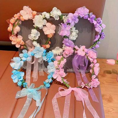 Damen Simulation Blumengirlande Kopfschmuck Haaraccessoires Strandurlaub Kopfschmuck Braut Brautjungfer Accessoires
