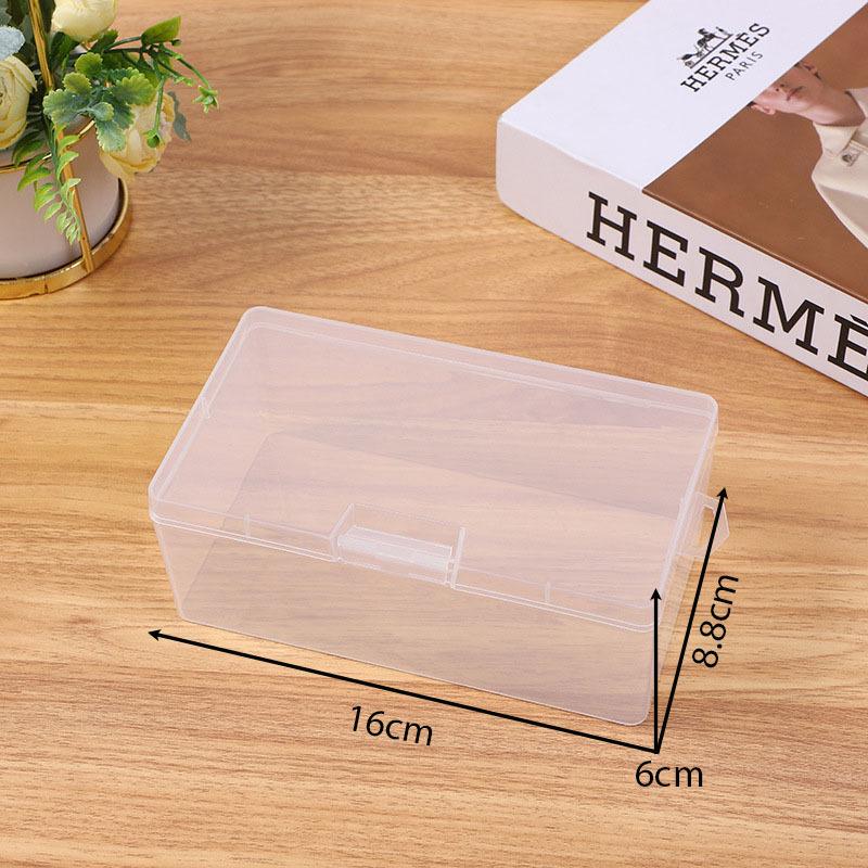 Clear Plastic Lidded Storage Box Set with Hook - Large, Medium, Small Desktop Organizer for Hardware and Accessories