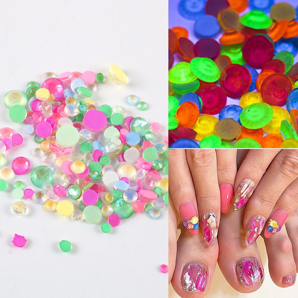 Mixed Mocha Flat Bottom Drill Neon Fluorescent Drill Diy Mobile Phone Accessories Glass Crystal Nail Sticker Drill Nail Art