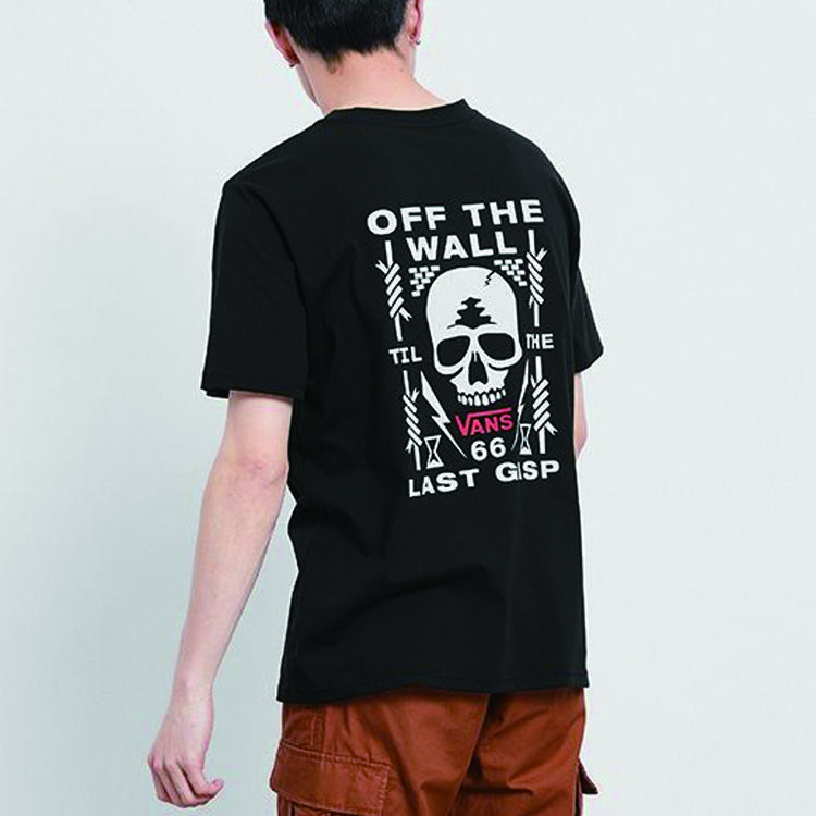 Vans Casual Skeleton Print Short Sleeve T-Shirt Men Tops Black VN0A48B2BLK