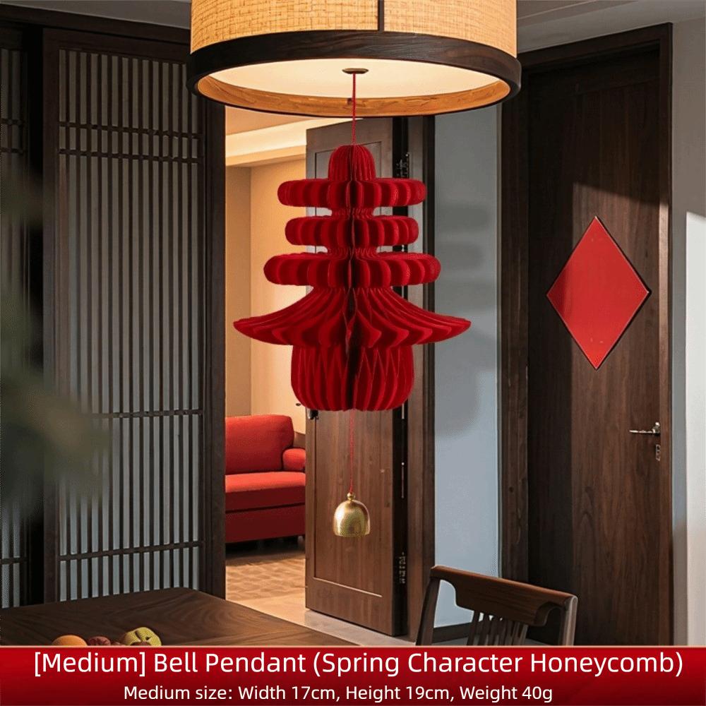 Paper New Year Decorations Red Honeycomb Paper Honeycomb Lantern 2026 Hanging Pendant Patio Decor