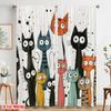2pcs,2D Plane Printing Pattern Curtains Colorful Cat Parade Polyester Fabric (without Rod) Versatile All Ldeal for Bedroom,