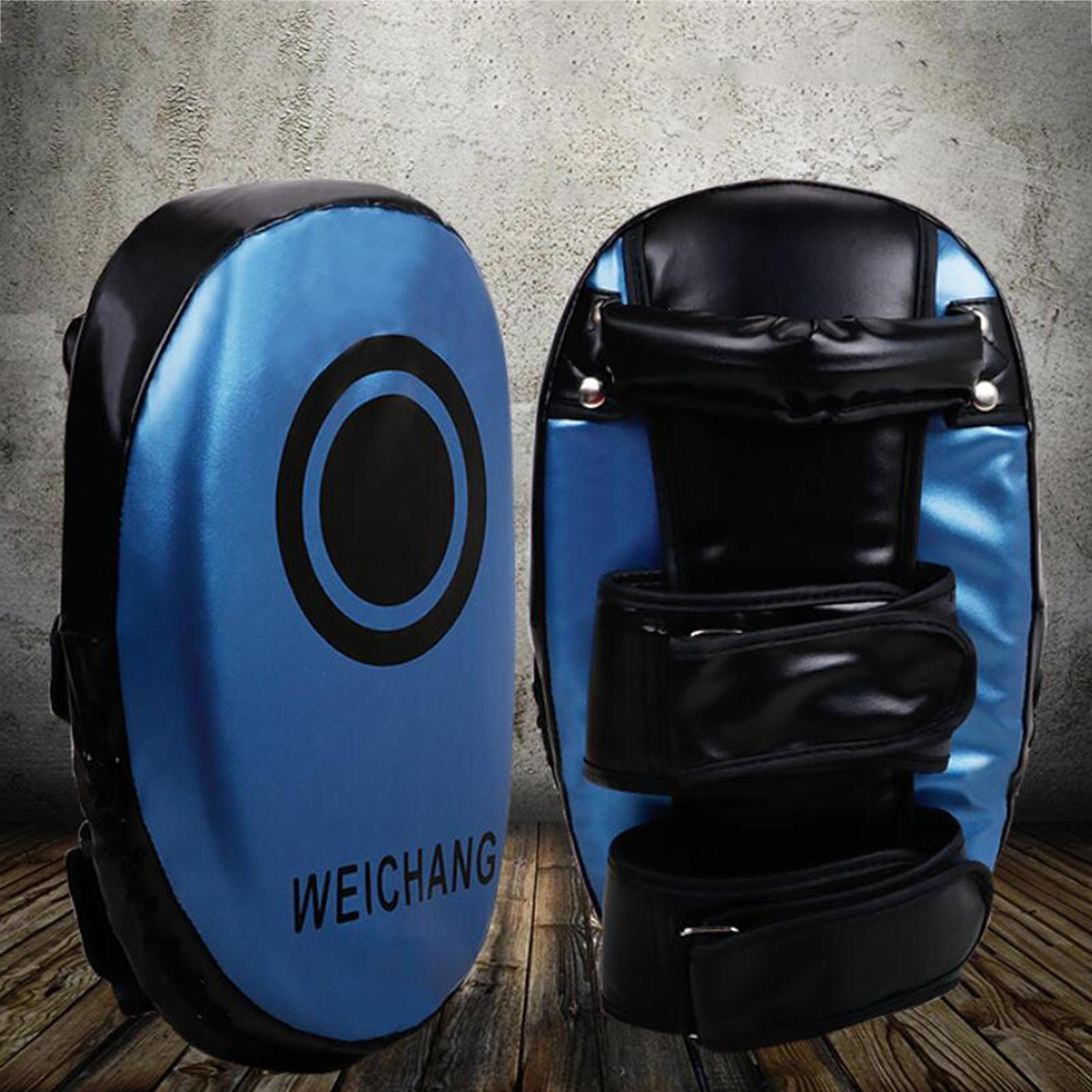 

Boxing Curved Focus Punching Mitts Kicking Striking Body Pad Foot Target, for Karate black blue 20x34cm