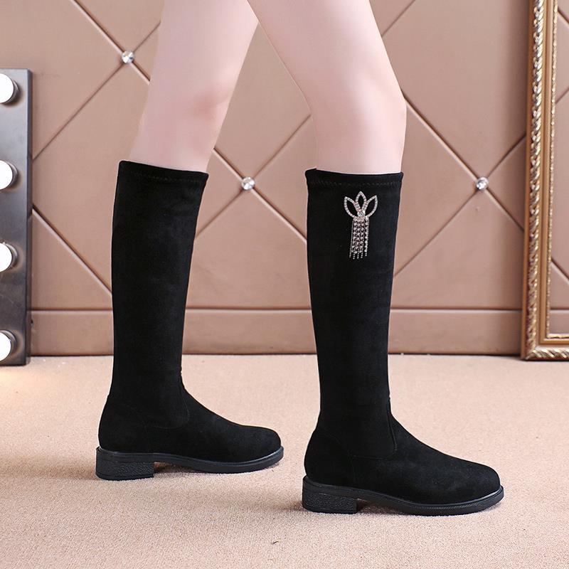 High boots knee small medium boots elastic new velvet autumn and winter boots women but look thin and fashionable