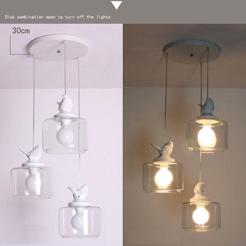 Nordic Creative Glass Bird Pendant Lights White Bird Small Pendant Lighting for Dining Room Restaurants Bar Cafe Shop Home Decor