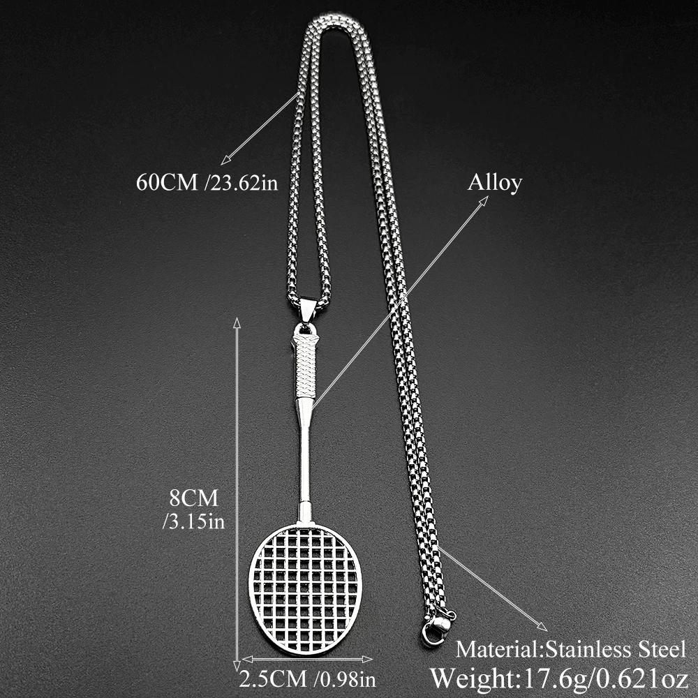 Hiphop Badminton Racket Chain For Women Men Stainless Steel Silver Color Sports Simple Fashion Male Man Necklaces Jewelry Gifts