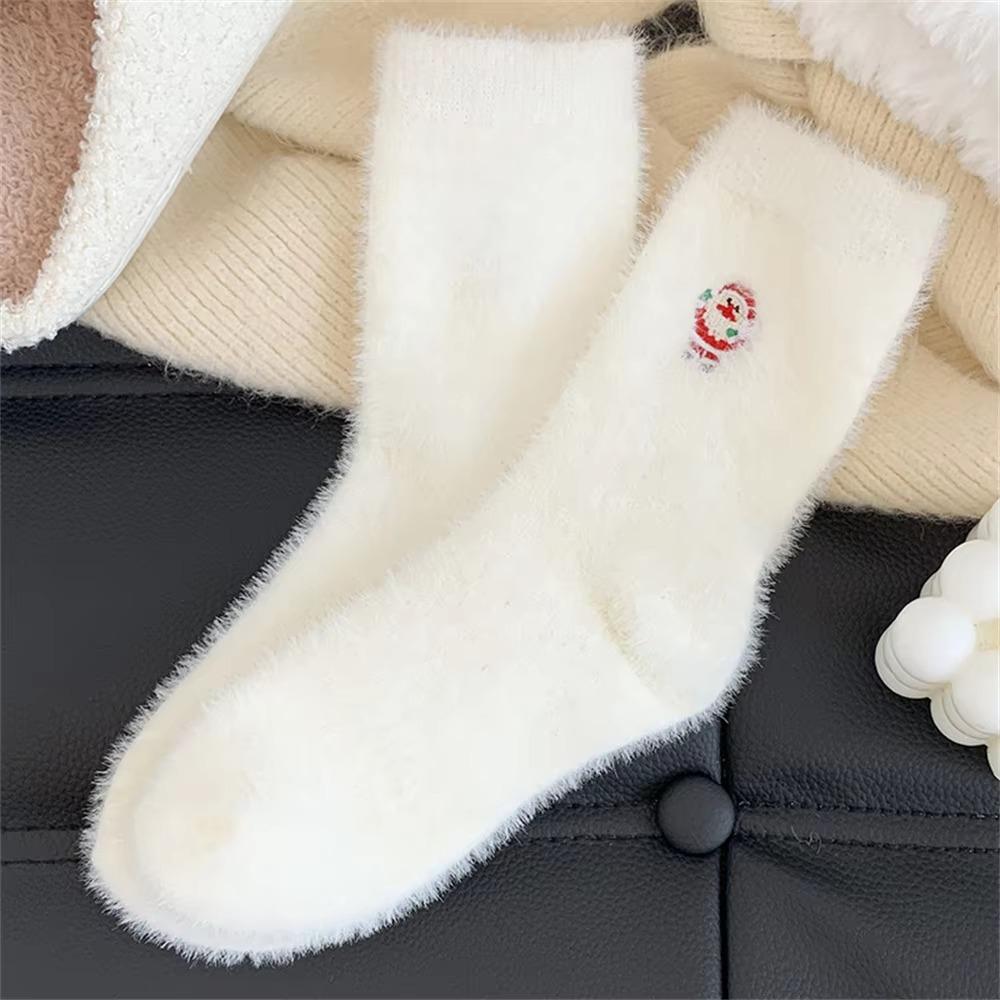 Imitation Mink Fleece Fuzzy Crew Socks Plush Fluffy Winter Socks Indoor Slipper Socks  Home Indoor