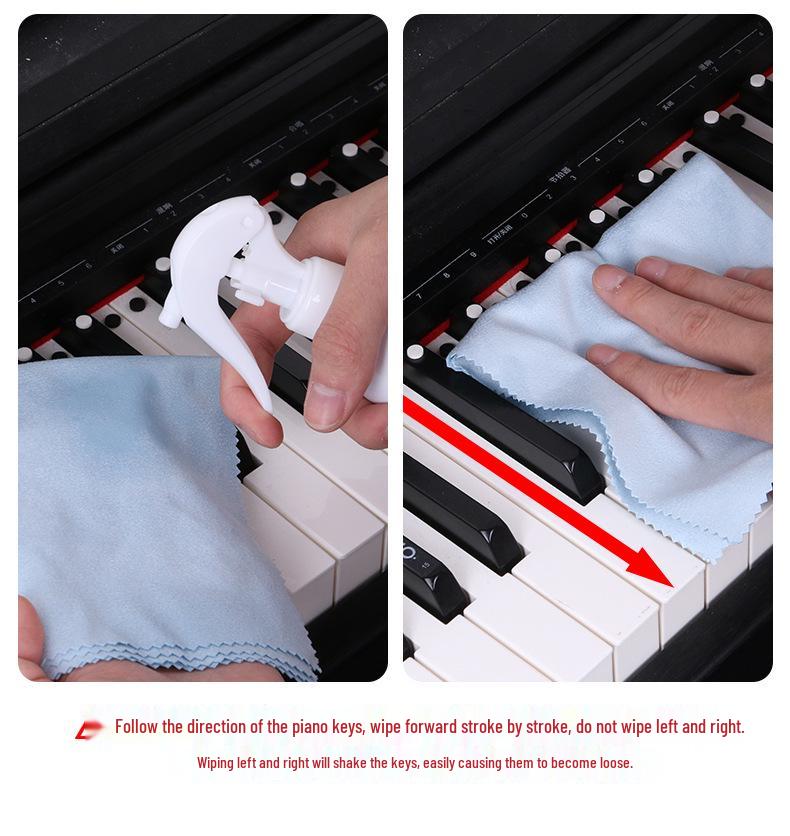 Piano Surface Care Set: Cleaner, Conditioner, Scratch Repair, Polishing Wax, Wiping Tool.
