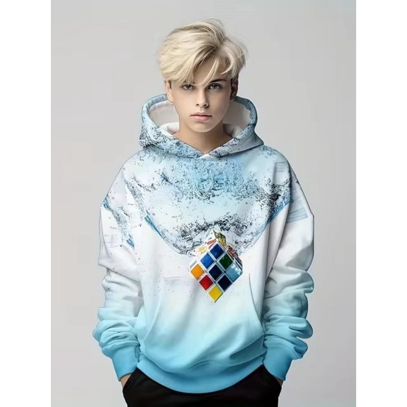 

Толстовка с капюшоном с рисунком милой утки с 3D-принтом для детей Harajuku High Street для девочек и мальчиков, детские толстовки с длинным рукавом, осенне-зимняя одежда 120cm