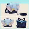 Charming Deep Blue And Yellow Elephant Kids Anti-lost Backpack With Safety Harness And Extendable Leash