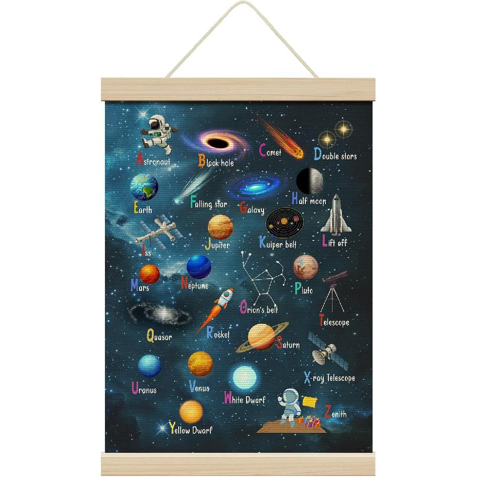 ZEDEV Dinosaur Wall Decor, Poster Hanger with Wood Frames 12x16 Inches, Dino Educational Canvas Wall Art, Artwork Hanging Kit for Boy Toddler Room