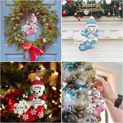 Snowman Theme First Christmas Ornament Keepsake Adorable Design Snowman Christmas Ornaments Newborn Christmas Ornament Shower