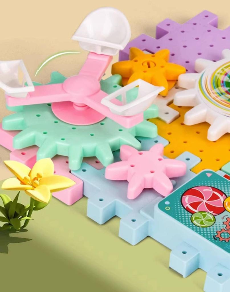 Children's Electric Rotating Gear Building Set - Large Particle Educational Toy