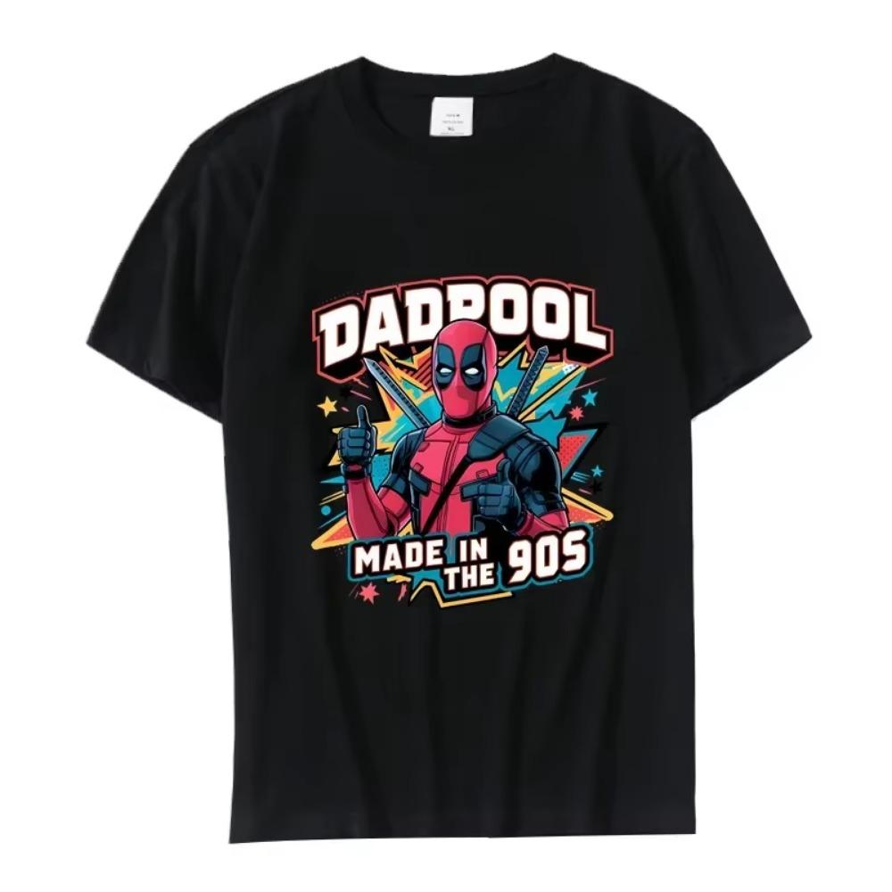 T-Shirt For Men Fashion Casual Loose 100cotton Clothing Cartoon Deadpools  Printed Crewneck Breathable Tshirt Hip Hop Tees