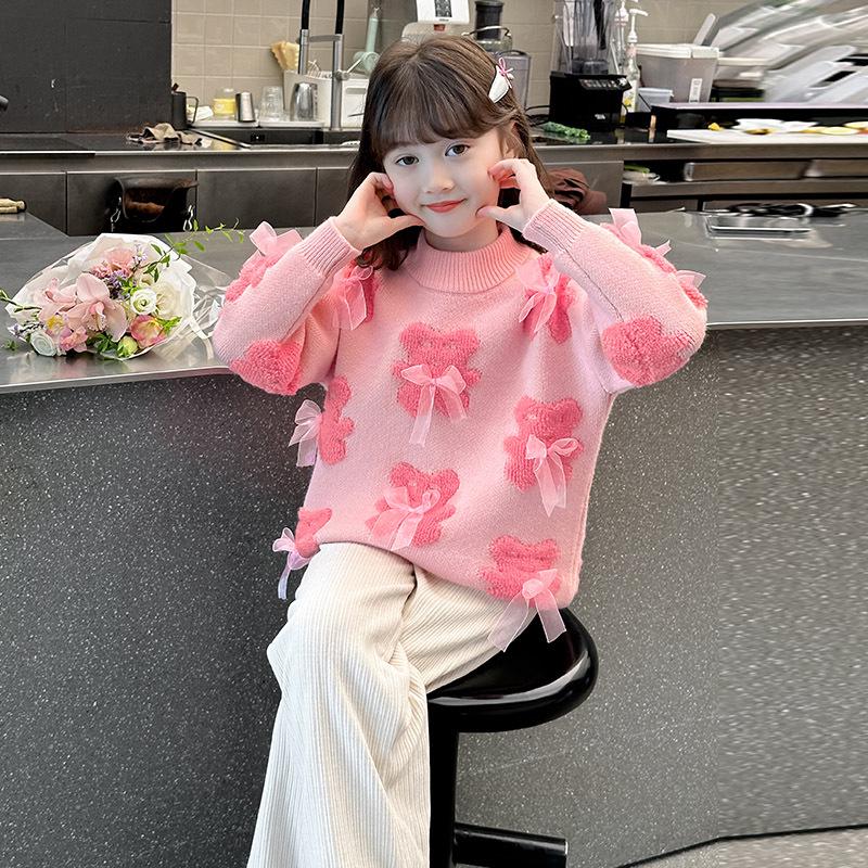 

Girls 2024 Autumn/Winter Thick Sweater - Fashionable Knit Top for Kids 120 cm