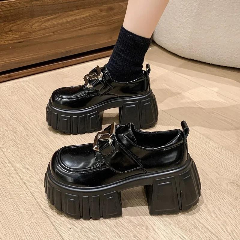 Fashion 8.5CM High Heels Loafers Shoes Women Platform Luxury Shoes Autumn 2024 Chunky Dress Lolita Pumps Mujer Designer Zapatos Casual