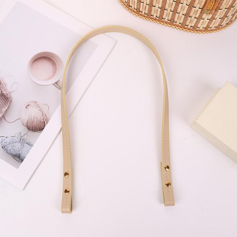2Pcs Solid Color Handbag Replacement Handle Detachable PU Leather Strap for DIY Homemade Bag Making