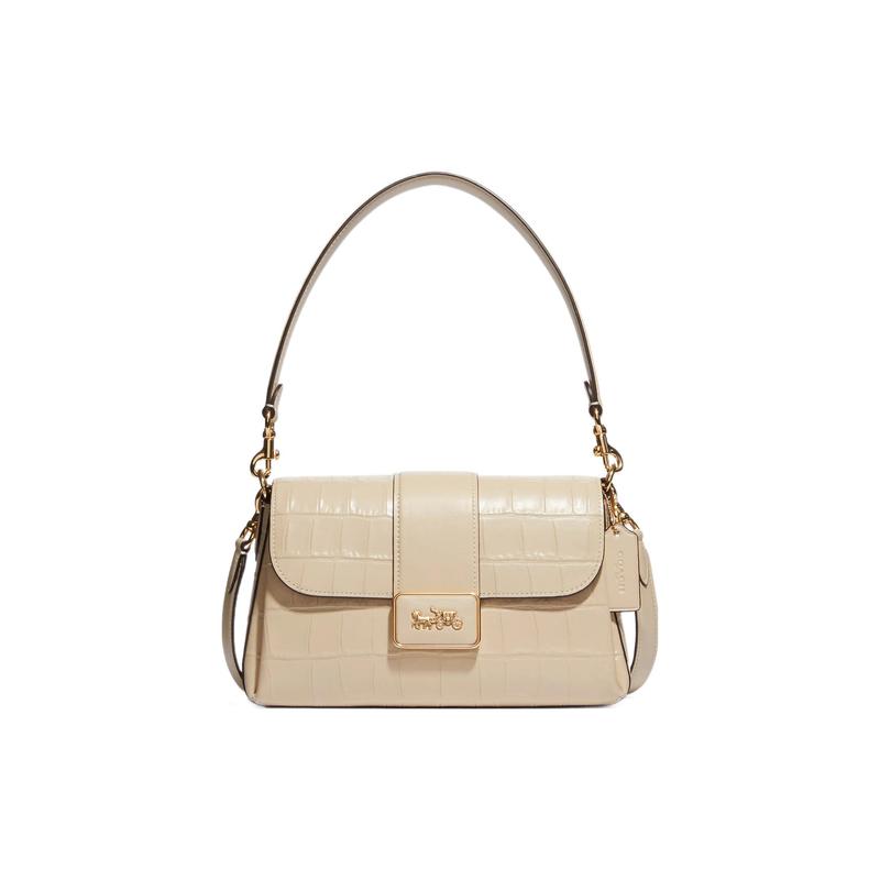

COACH Grace 26 snap-button flap closure crocodile embossed leather and leather armpit bag hand crossbody shoulder bag women s ivory white білий