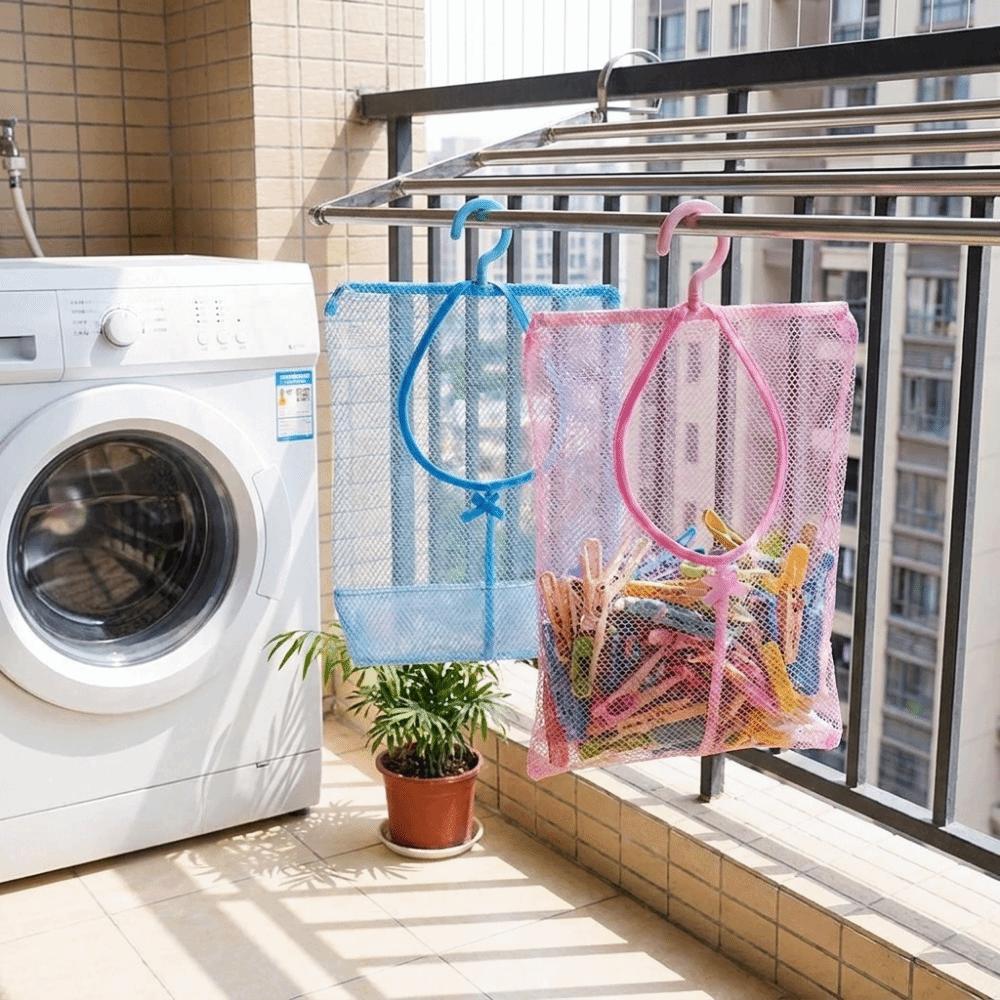 3PCS Space Saving Mesh Storage Basket Quick Dry Clothespin Mesh Bag for Kitchen