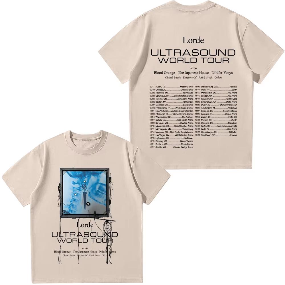 Lorde Ultrasound World Tour 2026 Lorde Merch Maglietta Grafica Nuova Versatile per Donne Unisex T-shirt Cotone Manica Corta Abbigliamento