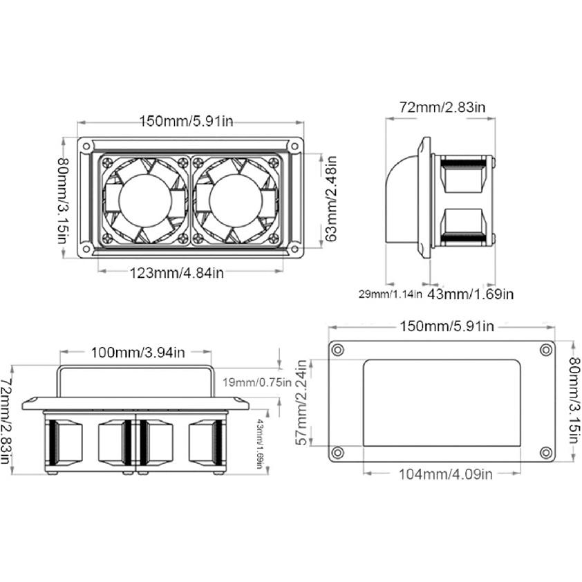 Ventilation Fan, 12V 25W Side Air Vent Ventilation Fan Motorhome Trailer RV Accessory for Trailer Boat Marine Yacht