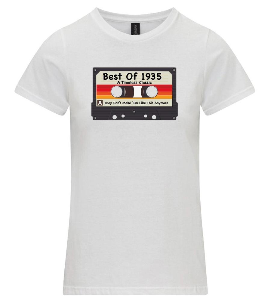 Womens 90th Birthday T-Shirt Mens Womens Tees Top Best 1935 Cassette Tape Music 90 Timeless Classic