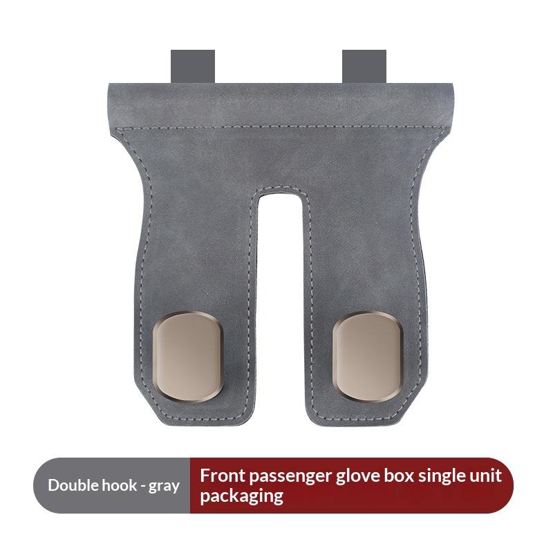 Universal Car Interior Front Row Storage Organizer Car Glove Box Hook Luxury Leather Passenger Glove Box Double Hooks A2